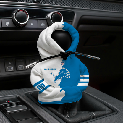 LIMITED EDITION - NEW CUSTOMIZED NFL04 DTL DETROIT LIONS CAR HOODIE SHIFT KNOB
