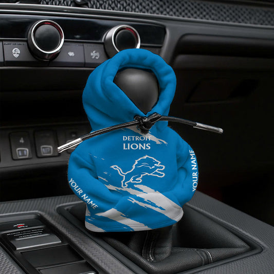 LIMITED EDITION - NEW CUSTOMIZED NFL04 DTL DETROIT LIONS CAR HOODIE SHIFT KNOB COVER