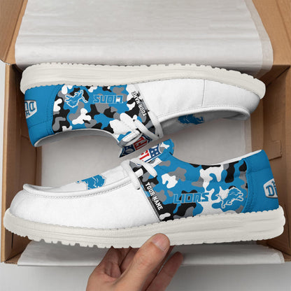 LIMITED EDITION - NEW CUSTOMIZED NFL04 DTL DETROIT LIONS LOAFER SHOES