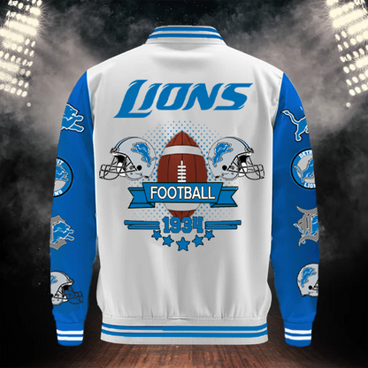 LIMITED EDITION - NEW CUSTOMIZED NFL04 DTL DETROIT LIONS BASEBALL JACKET