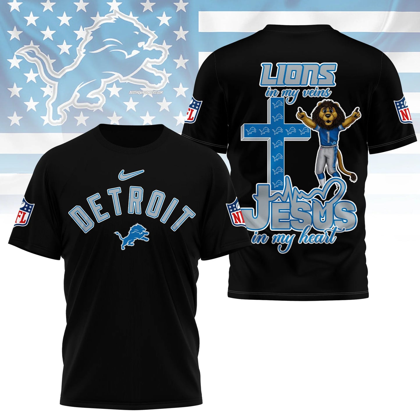 LIMITED EDITION - NEW CUSTOMIZED NFL04 DTL DETROIT LIONS T-SHIRT | MULTIPLE COLORS AVAILABLE