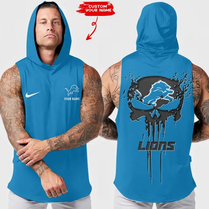 LIMITED EDITION - NEW CUSTOMIZED NFL04 DTL DETROIT LIONS HOODED TANK TOP