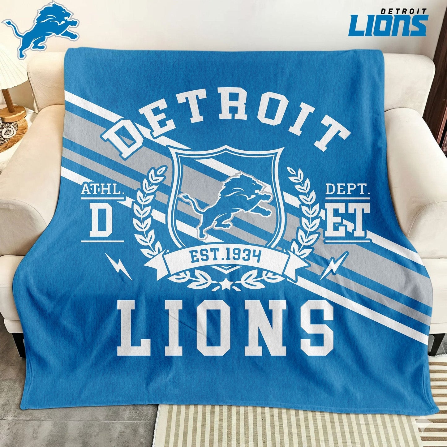 LIMITED EDITION - NEW CUSTOMIZED NFL04 DTL DETROIT LIONS NORMAL & FLEECE BLANKET
