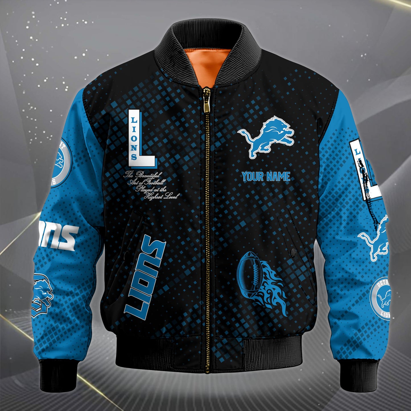 LIMITED EDITION - NEW CUSTOMIZED NFL04 DTL DETROIT LIONS SATIN VARSITY JACKET & LONG PANTS
