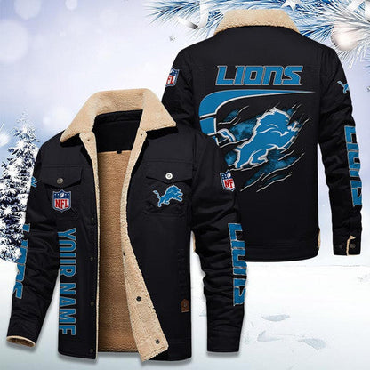 LIMITED EDITION - NEW CUSTOMIZED NFL04 DTL DETROIT LIONS FLEECE JACKET