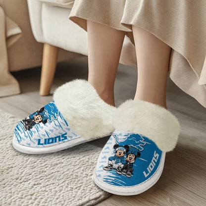 [SPECIAL OFFER] NEW CUSTOMIZED NFL04 DTL DETROIT LIONS COTTON SLIPPERS
