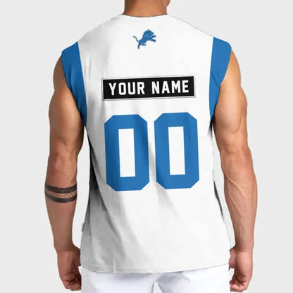 LIMITED EDITION - NEW CUSTOMIZED NFL04 DTL DETROIT LIONS TANKTOP & GYM SHIRT
