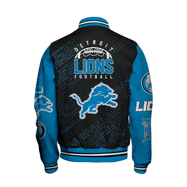 LIMITED EDITION - NEW CUSTOMIZED NFL04 DTL DETROIT LIONS SATIN VARSITY JACKET & BASEBALL JACKET