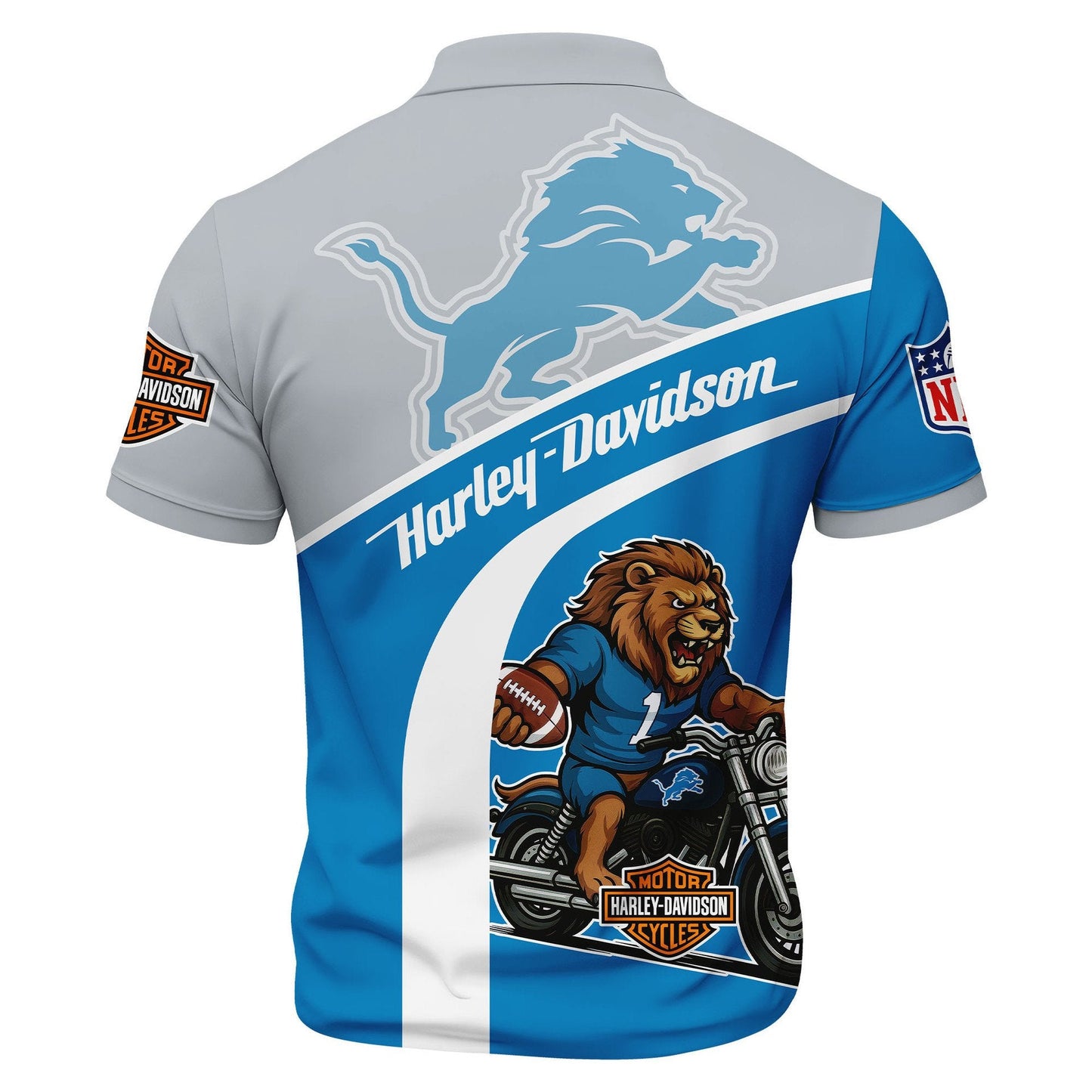 LIMITED EDITION - NEW CUSTOMIZED NFL04 DTL DETROIT LIONS HARLEY-DAVIDSON POLO WITH ZIPPER SHIRT