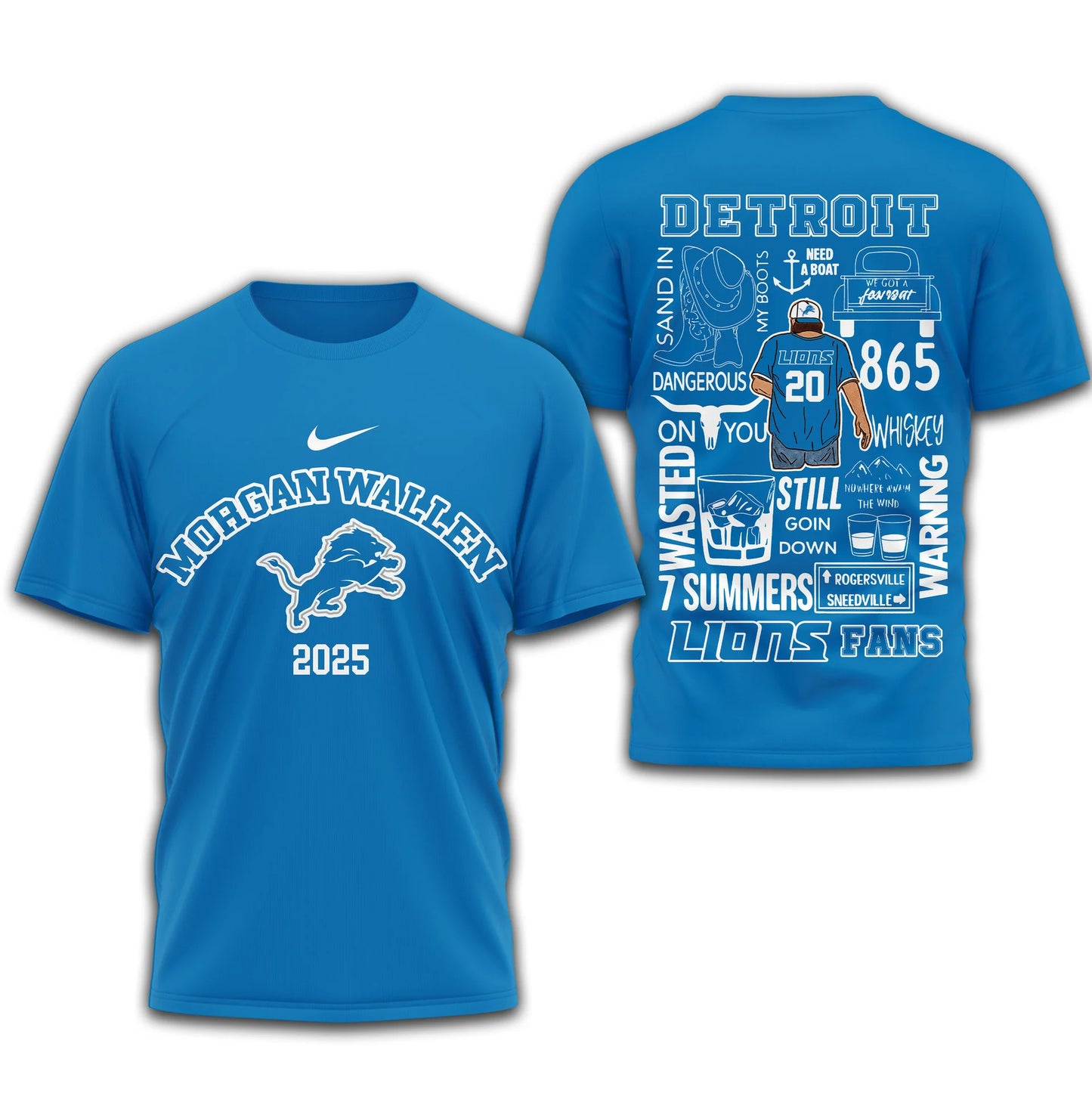LIMITED EDITION - NEW CUSTOMIZED NFL04 DTL DETROIT LIONS T-SHIRT | MULTIPLE COLORS AVAILABLE