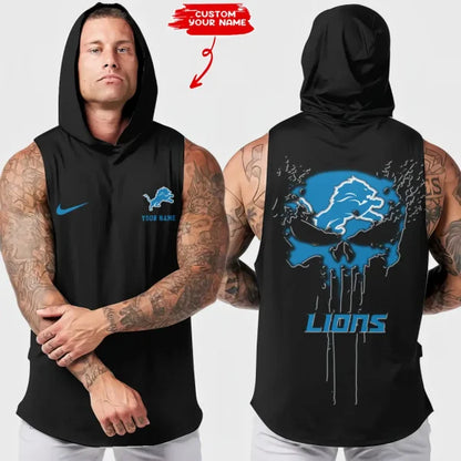 LIMITED EDITION - NEW CUSTOMIZED NFL04 DTL DETROIT LIONS HOODED TANK TOP