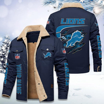LIMITED EDITION - NEW CUSTOMIZED NFL04 DTL DETROIT LIONS FLEECE JACKET
