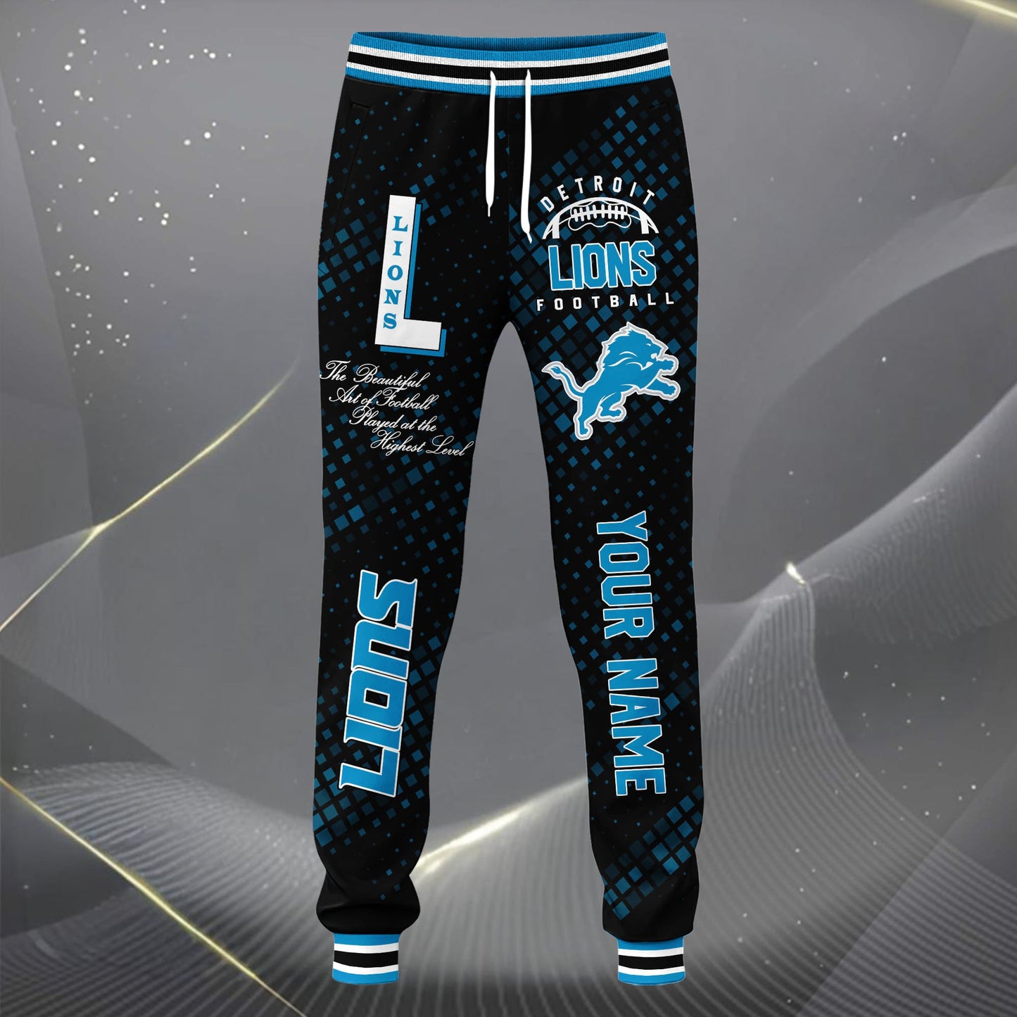LIMITED EDITION - NEW CUSTOMIZED NFL04 DTL DETROIT LIONS SATIN VARSITY JACKET & LONG PANTS