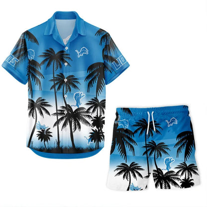 LIMITED EDITION - NEW CUSTOMIZED NFL04 DTL DETROIT LIONS UNISEX HAWAIIAN SHIRT & SHORTS SET