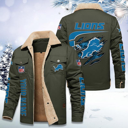 LIMITED EDITION - NEW CUSTOMIZED NFL04 DTL DETROIT LIONS FLEECE JACKET