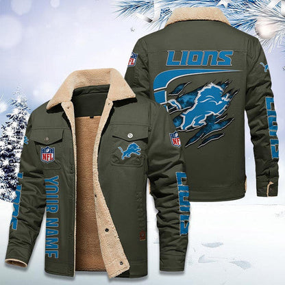 LIMITED EDITION - NEW CUSTOMIZED NFL04 DTL DETROIT LIONS FLEECE JACKET