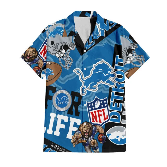 LIMITED EDITION - NEW CUSTOMIZED NFL04 DTL DETROIT LIONS UNISEX HAWAIIAN SHIRT & SHORTS SET