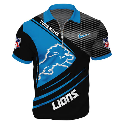 LIMITED EDITION - NEW CUSTOMIZED NFL04 DTL DETROIT LIONS HARLEY-DAVIDSON POLO WITH ZIPPER SHIRT