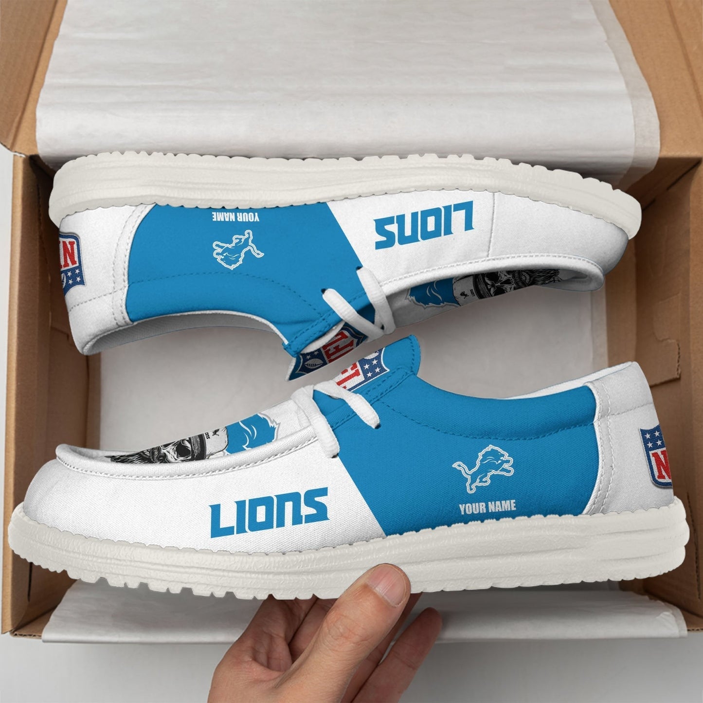 LIMITED EDITION - NEW CUSTOMIZED NFL04 DTL DETROIT LIONS LOAFER SHOES