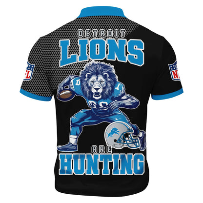 LIMITED EDITION - NEW CUSTOMIZED NFL04 DTL DETROIT LIONS HARLEY-DAVIDSON POLO WITH ZIPPER SHIRT