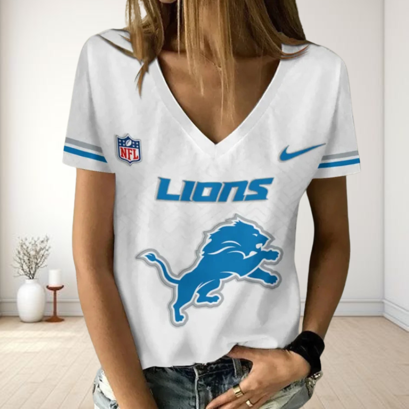LIMITED EDITION - NEW CUSTOMIZED NFL04 DTL DETROIT LIONS V-NECK FEMALE SHIRT