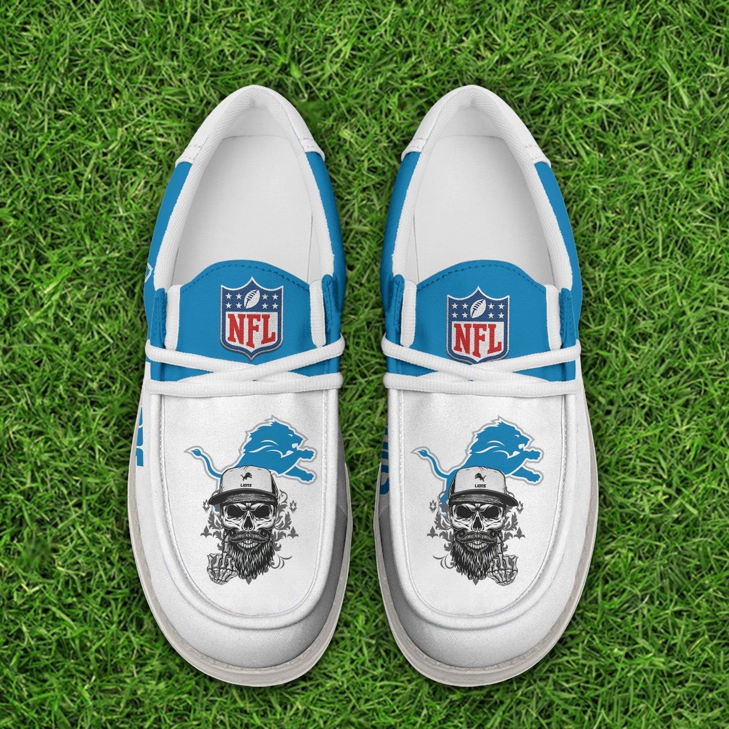 LIMITED EDITION - NEW CUSTOMIZED NFL04 DTL DETROIT LIONS LOAFER SHOES