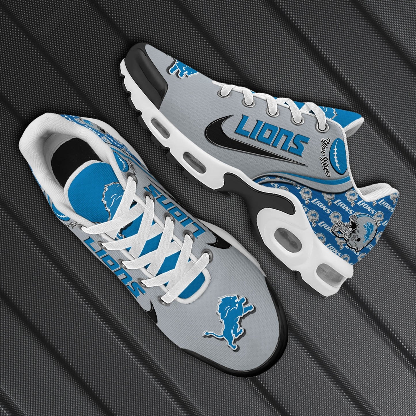LIMITED EDITION - NEW CUSTOMIZED NFL04 DTL DETROIT LIONS UNISEX AIR MAX PLUS SNEAKERS