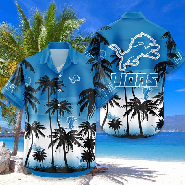 LIMITED EDITION - NEW CUSTOMIZED NFL04 DTL DETROIT LIONS UNISEX HAWAIIAN SHIRT & SHORTS SET