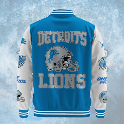 LIMITED EDITION - NEW CUSTOMIZED NFL04 DTL DETROIT LIONS BASEBALL JACKET