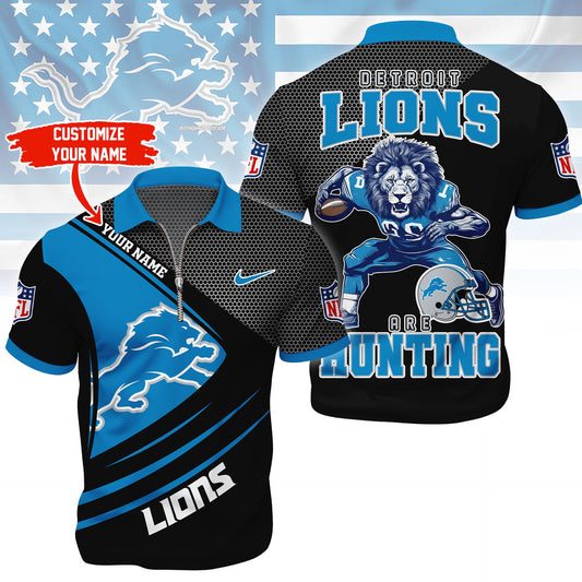 LIMITED EDITION - NEW CUSTOMIZED NFL04 DTL DETROIT LIONS HARLEY-DAVIDSON POLO WITH ZIPPER SHIRT