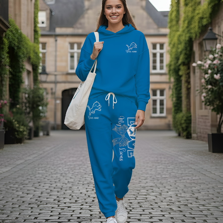 LIMITED EDITION - NEW CUSTOMIZED NFL04 DTL DETROIT LIONS HOODIE & LONGPANTS