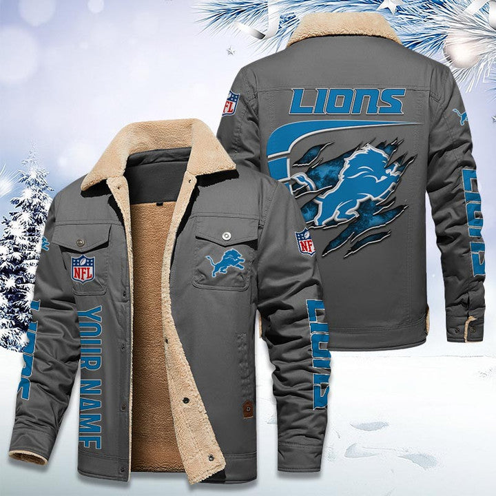 LIMITED EDITION - NEW CUSTOMIZED NFL04 DTL DETROIT LIONS FLEECE JACKET