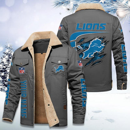 LIMITED EDITION - NEW CUSTOMIZED NFL04 DTL DETROIT LIONS FLEECE JACKET