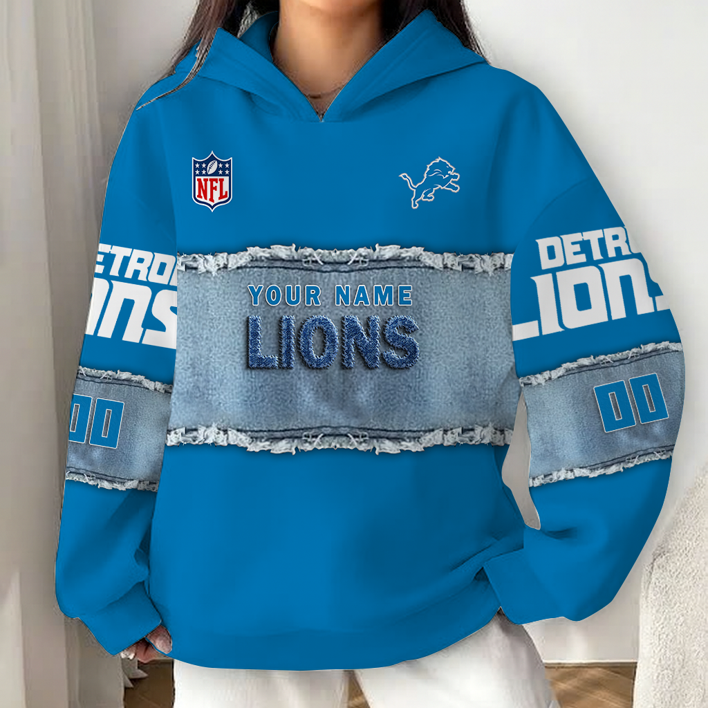 LIMITED EDITION - NEW CUSTOMIZED NFL04 DTL DETROIT LIONS UNISEX HOODIE