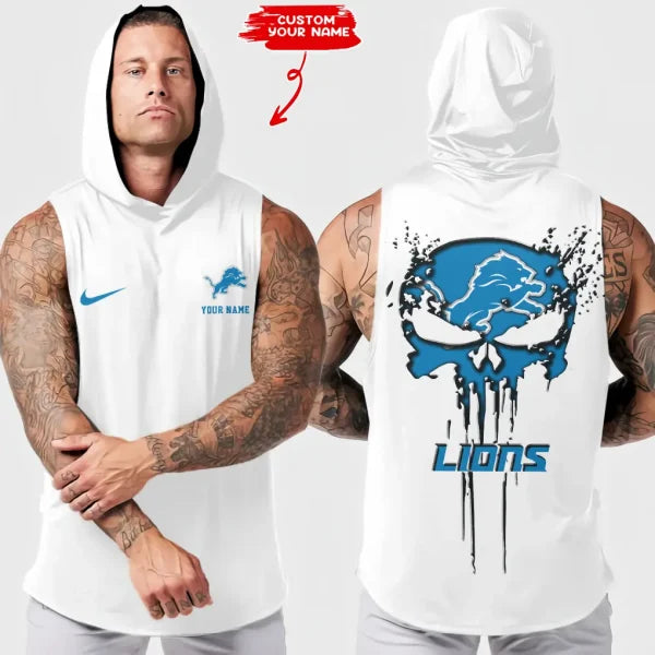 LIMITED EDITION - NEW CUSTOMIZED NFL04 DTL DETROIT LIONS HOODED TANK TOP