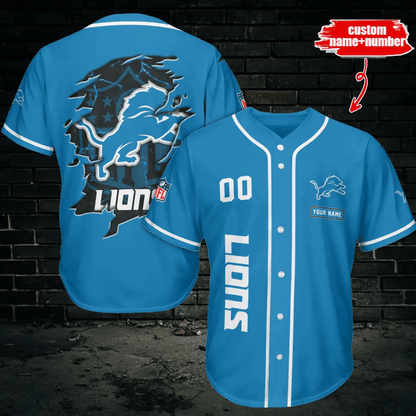 LIMITED EDITION - NEW CUSTOMIZED NFL04 DTL DETROIT LIONS BASEBALL JERSEY