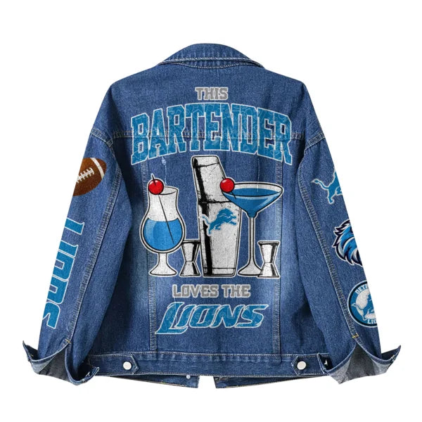 LIMITED EDITION - NEW CUSTOMIZED NFL04 DTL DETROIT LIONS DENIM JACKET