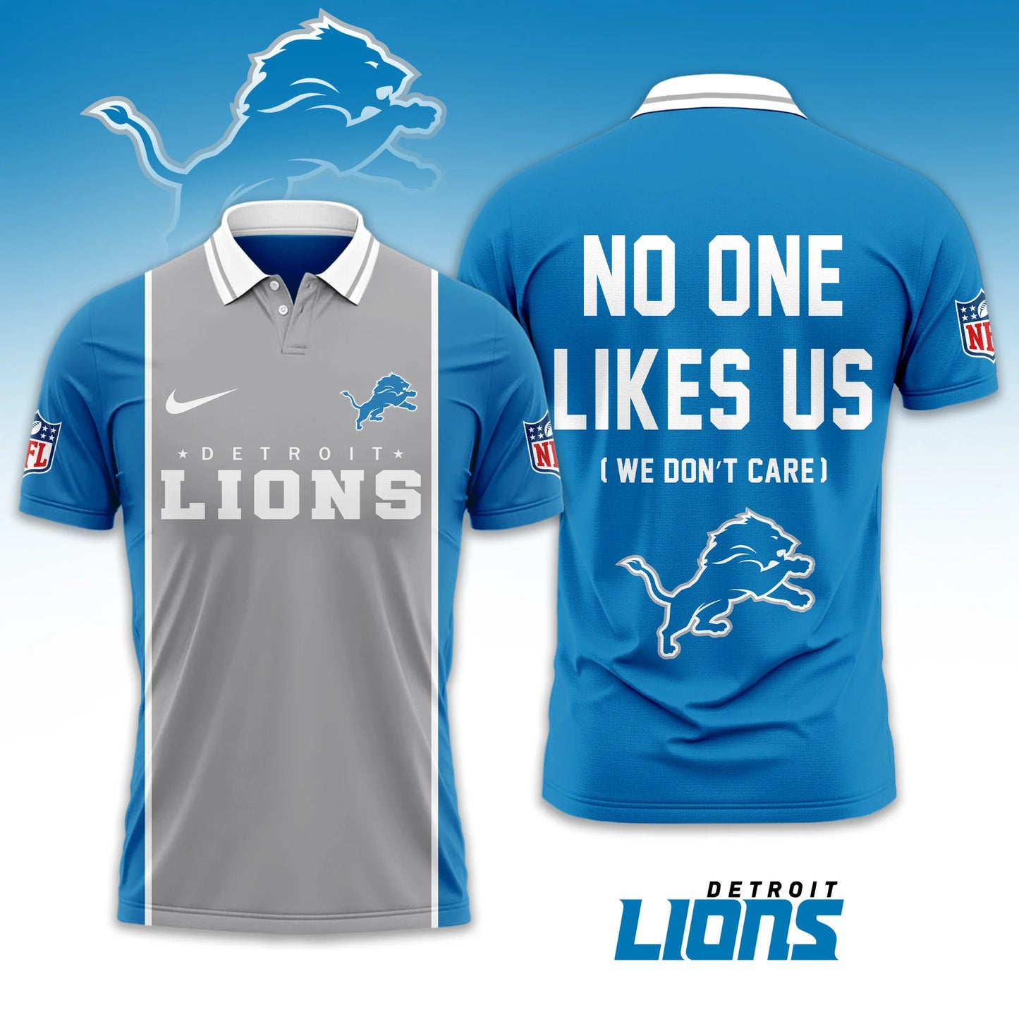 LIMITED EDITION - NEW CUSTOMIZED NFL04 DTL DETROIT LIONS UNISEX T-SHIRT, POLO & HOODIE