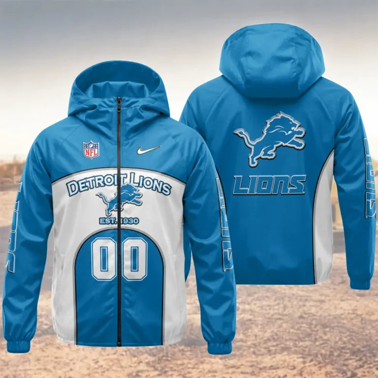 LIMITED EDITION - NEW CUSTOMIZED NFL04 DTL DETROIT LIONS WINDBREAKER JACKET