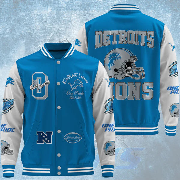 LIMITED EDITION - NEW CUSTOMIZED NFL04 DTL DETROIT LIONS BASEBALL JACKET