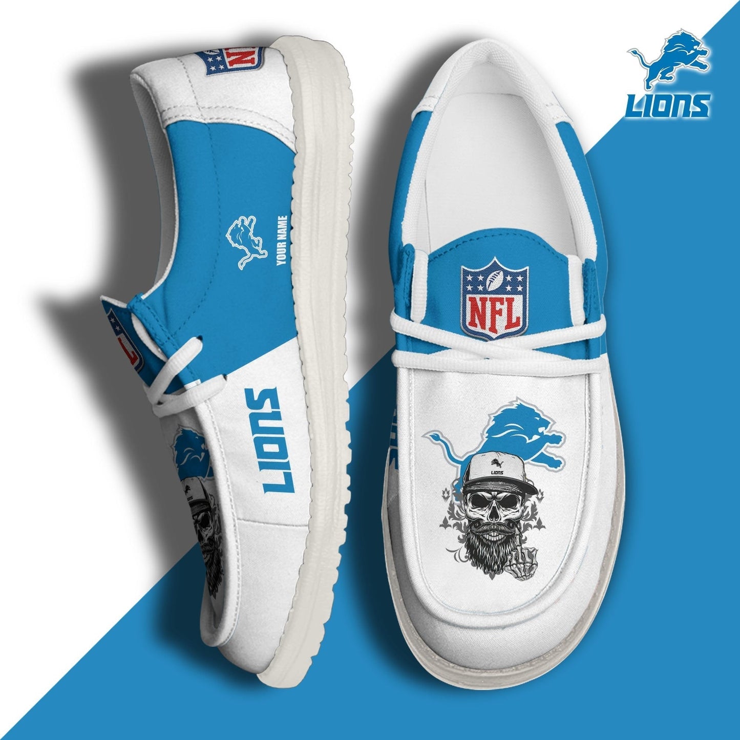 LIMITED EDITION - NEW CUSTOMIZED NFL04 DTL DETROIT LIONS LOAFER SHOES
