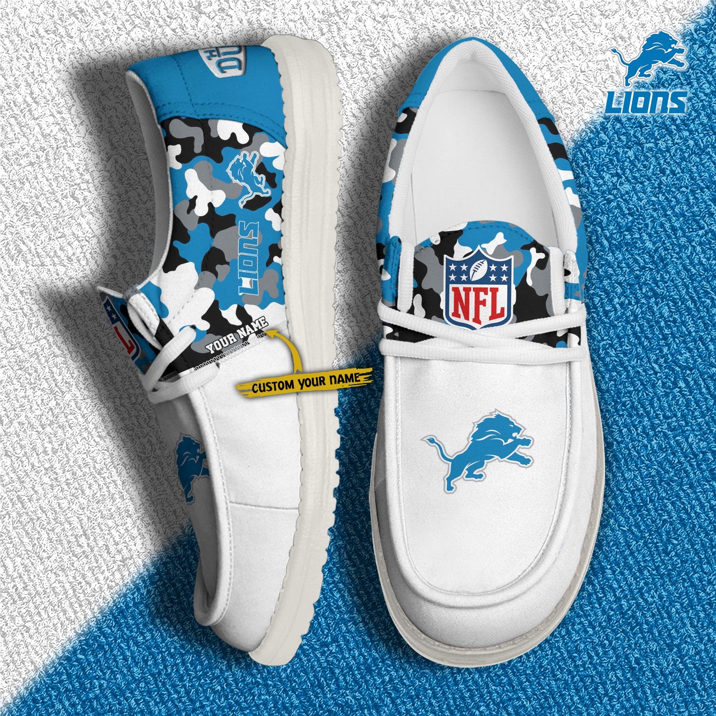 LIMITED EDITION - NEW CUSTOMIZED NFL04 DTL DETROIT LIONS LOAFER SHOES
