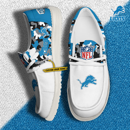 LIMITED EDITION - NEW CUSTOMIZED NFL04 DTL DETROIT LIONS LOAFER SHOES