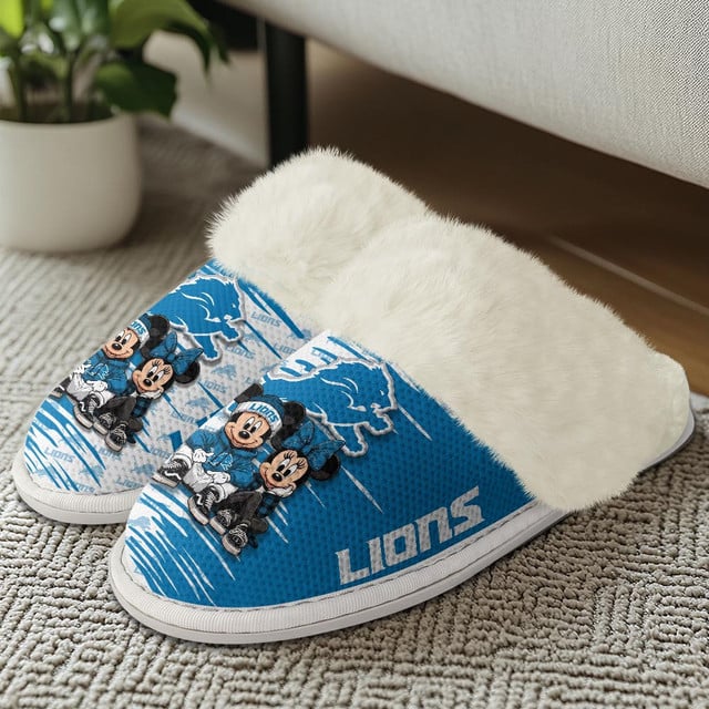 [SPECIAL OFFER] NEW CUSTOMIZED NFL04 DTL DETROIT LIONS COTTON SLIPPERS
