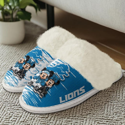 [SPECIAL OFFER] NEW CUSTOMIZED NFL04 DTL DETROIT LIONS COTTON SLIPPERS