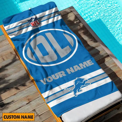 LIMITED EDITION - NEW CUSTOMIZED NFL04 DTL DETROIT LIONS BEACH & BATH TOWEL (KIDS & ADULTS)
