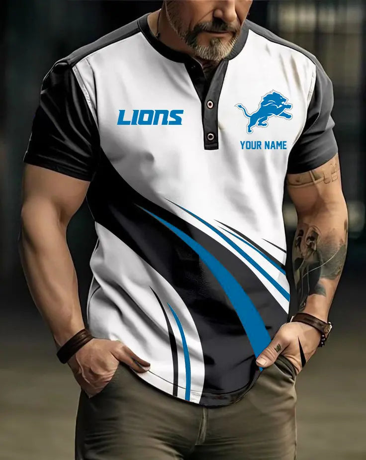 LIMITED EDITION - NEW CUSTOMIZED NFL04 DTL DETROIT LIONS POLO SHIRT