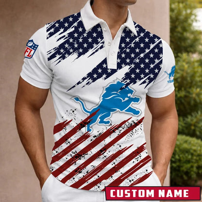 LIMITED EDITION - NEW CUSTOMIZED NFL04 DTL DETROIT LIONS POLO SHIRT