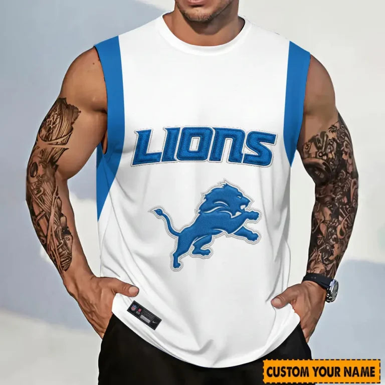 LIMITED EDITION - NEW CUSTOMIZED NFL04 DTL DETROIT LIONS TANKTOP & GYM SHIRT