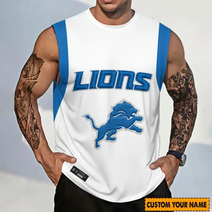 LIMITED EDITION - NEW CUSTOMIZED NFL04 DTL DETROIT LIONS TANKTOP & GYM SHIRT